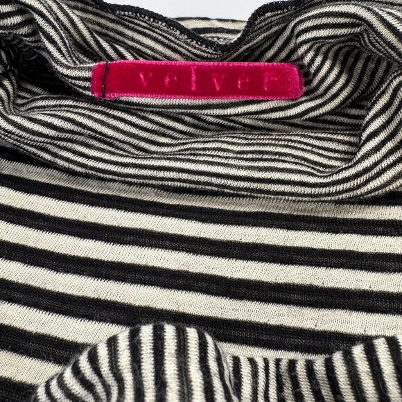 Wednesday Addams 90s Preppy Goth Anthropologie Velvet Brand Striped Turtleneck S - Picture 3 of 10